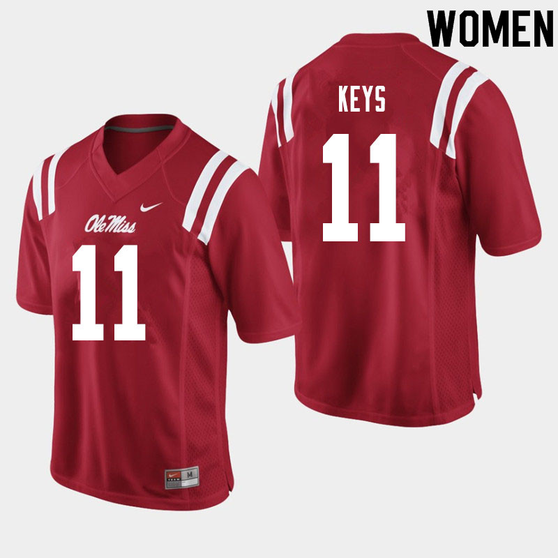 Austin Keys Ole Miss Rebels NCAA Women's Red #11 Stitched Limited College Football Jersey VZC6358EU